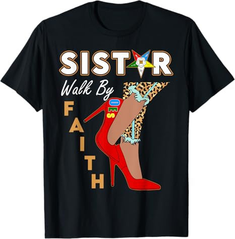 OES SiStar Leopard Walk By Faith Eastern Star Thanksgiving T-Shirt