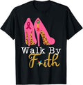OES Leopard Pink Star Walk By Faith Breast Cancer Awareness T-Shirt