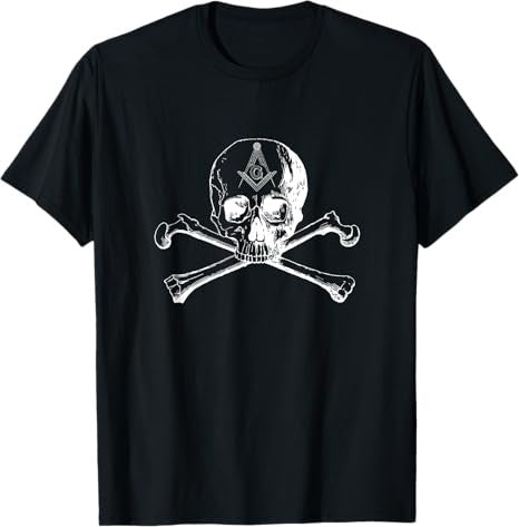 Masonic Skull And Bones Square Compass Symbol - Freemason T-Shirt