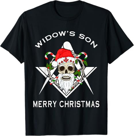 Masonic Widow's Son Compass Square Freemason Merry Christmas T-Shirt