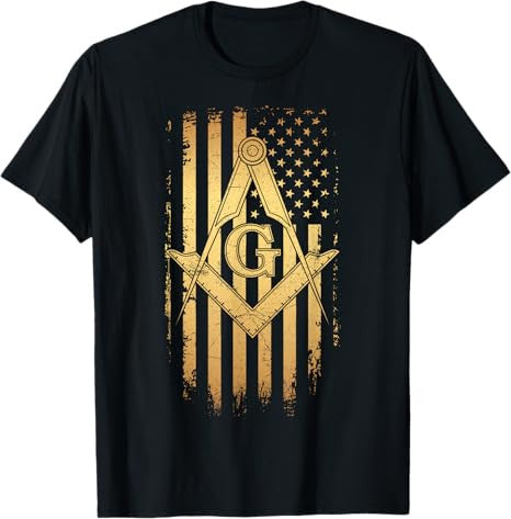 Masonic American Flag Square and Compass - Freemason T-Shirt