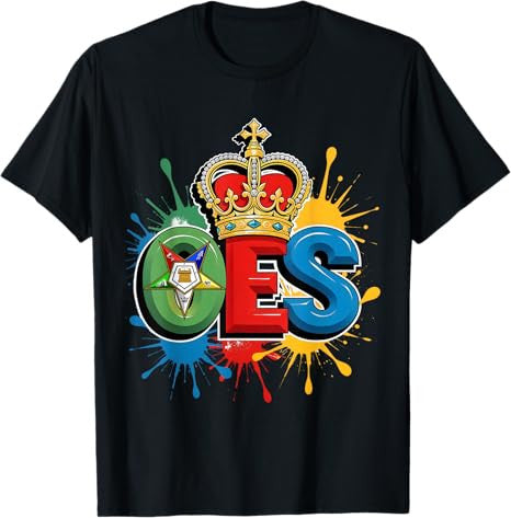 OES Queen Crown Diamond WaterColor Order of the Eastern Star T-Shirt
