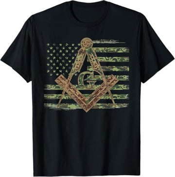 American Camo Flag Mason Masonic Camo Freemason T-Shirt