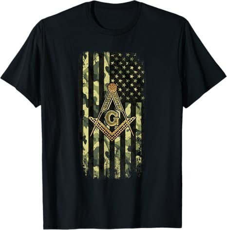 Masonic Camo American Flag - Freemason T-Shirt