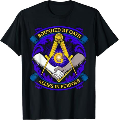 Masonic Symbol With "Allies In Purpose" Oath, Freemason S&C T-Shirt