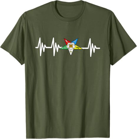 OES Order of the Eastern Star Logo EKG Heartbeat T-Shirt - FUKAMASONIC