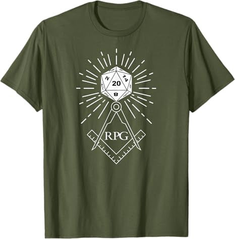 RPG Dice Boardgame Freemason D20 Masonic Cube Maker Templar T-Shirt - FUKAMASONIC
