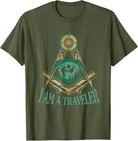 Masonic Freemasonry Fraternal Square Compass I Am A Traveler T-Shirt - FUKAMASONIC
