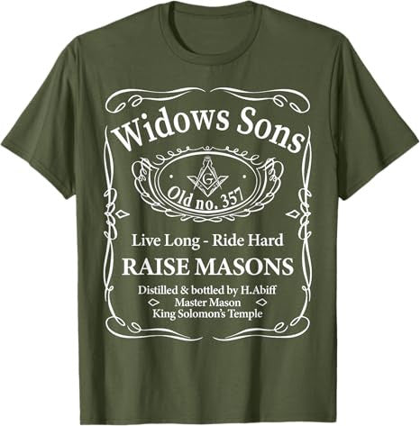 Masonic Widow's Sons No.357 Whiskey Raise Masons Fathers Day T-Shirt - FUKAMASONIC