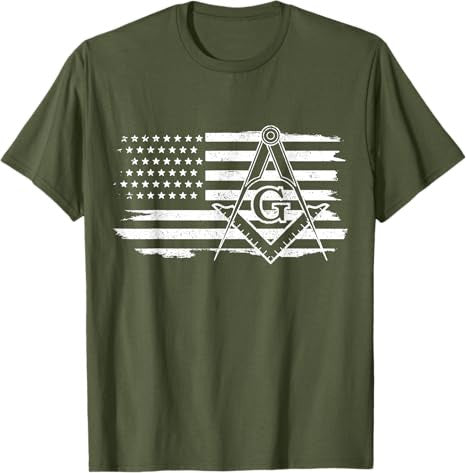 Mason Square & Compass Masonic US Flag Freemason T-Shirt - FUKAMASONIC