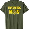 Masonic Freemasonry Fraternal Square Compass Traveling Man T-Shirt - FUKAMASONIC