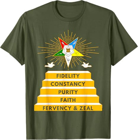 OES Star Fidelity Constancy Purity Faith Fervency & Zeal T-Shirt - FUKAMASONIC