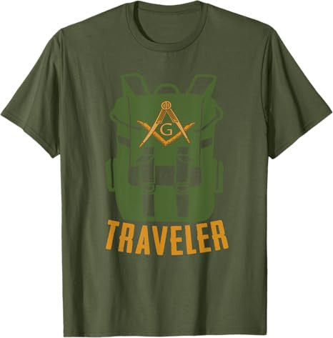 Masonic Freemasonry Fraternal Square Compass Traveler T-Shirt - FUKAMASONIC