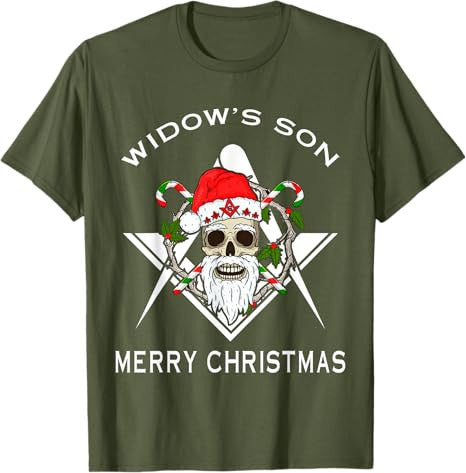 Masonic Widow's Son Compass Square Freemason Merry Christmas T-Shirt - FUKAMASONIC