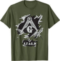 Masons AF&AM Torn Ripped Skin Symbol Masonic Father's Day T-Shirt - FUKAMASONIC