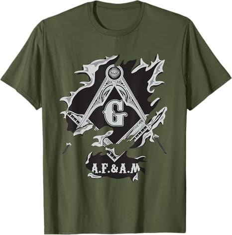 Masons AF&AM Torn Ripped Skin Symbol Masonic Father's Day T-Shirt - FUKAMASONIC