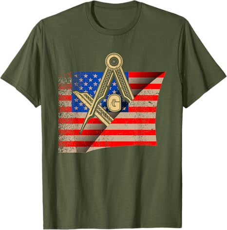 Vintage US Flag Real Mason Square & Compass Masonic T-Shirt - FUKAMASONIC