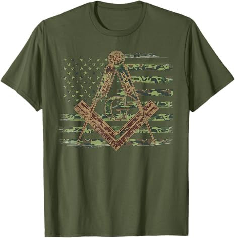 American Camo Flag Mason Masonic Camo Freemason T-Shirt - FUKAMASONIC