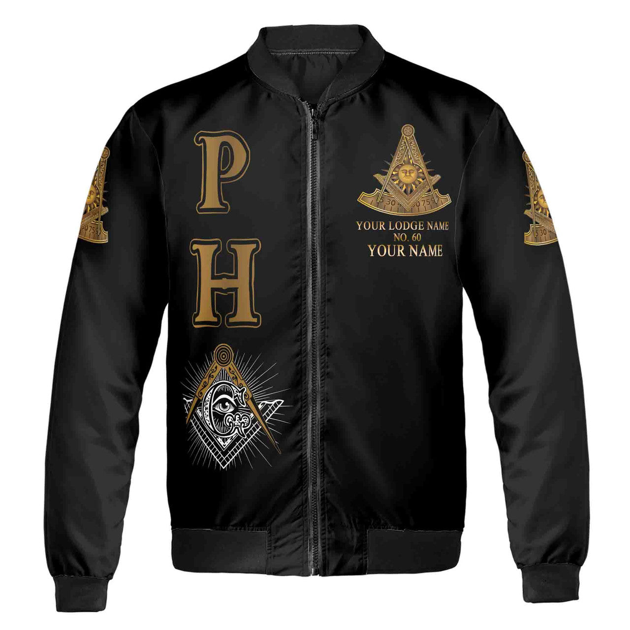 Customize Lodge Name, Name and Number Past Master PHA Bomber Jacket S-5XL - FUKAMASONIC