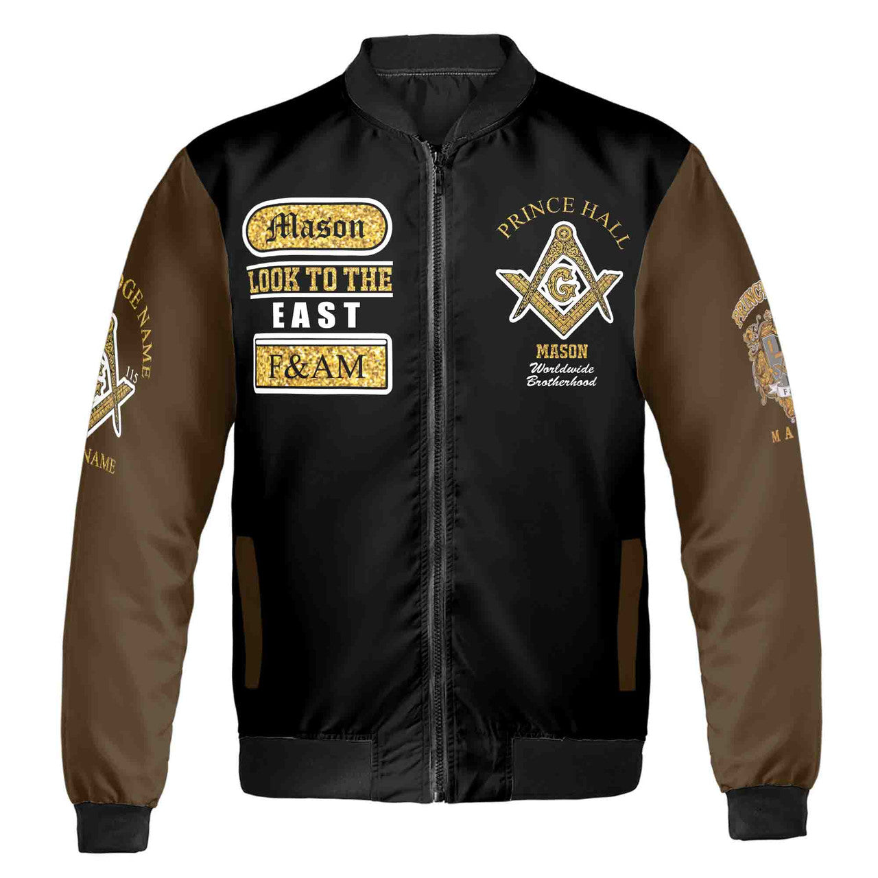 Freemasonry Prince Hall, Masonic Medieval Custom Name, Lodge Name Unisex Bomber Jacket S-5XL - FUKAMASONIC