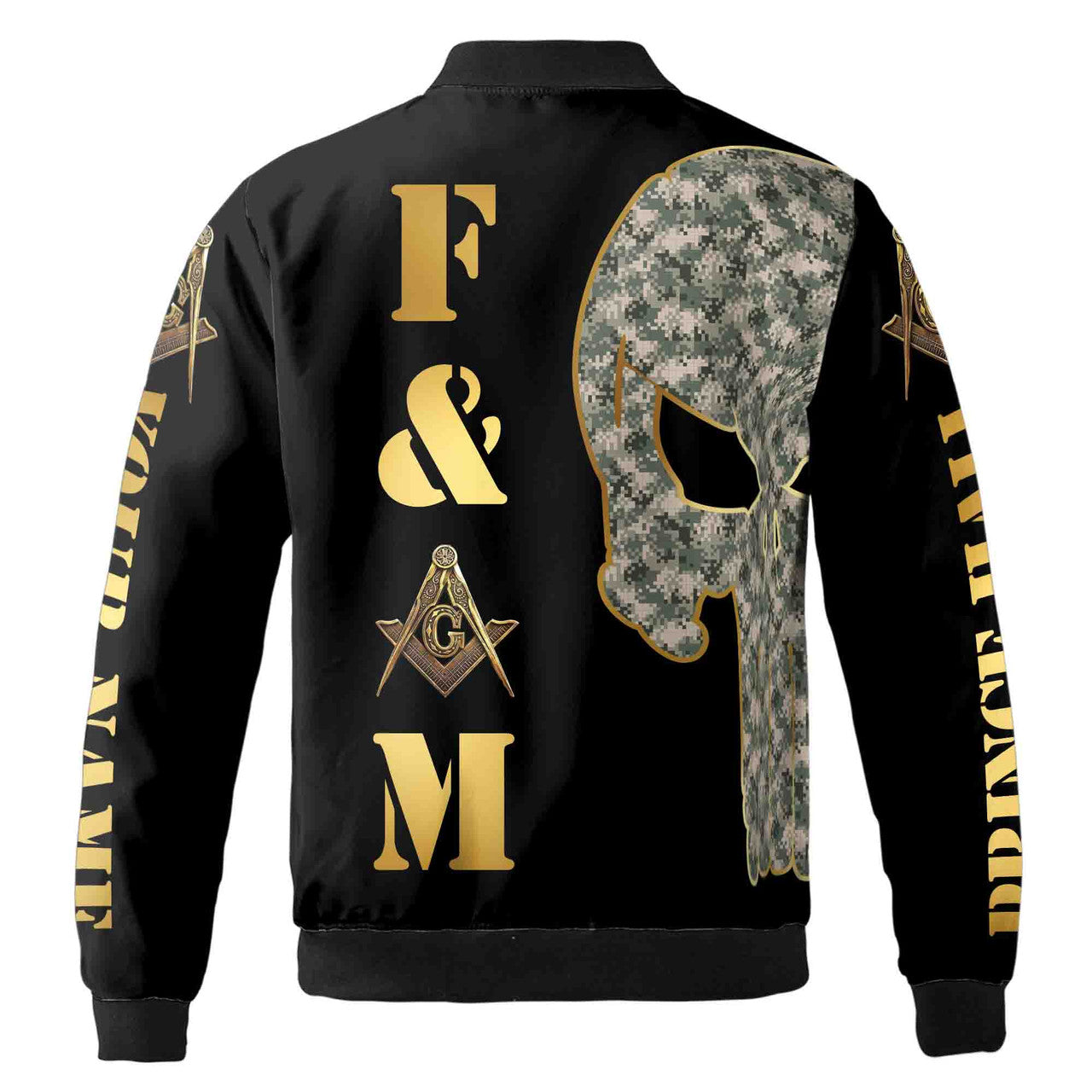 Custom Name Skull PHA F&AM Freemasonary Masonic Unisex Bomber Jacket S-5XL - FUKAMASONIC
