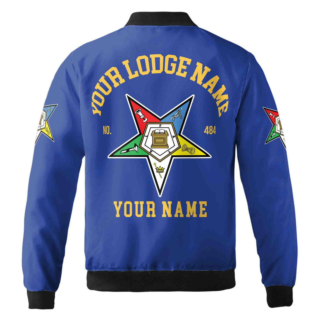 Customize Name Order of the Eastern Star OES Pentagon Down AF&AM Unisex Bomber Jacket S-5XL - FUKAMASONIC