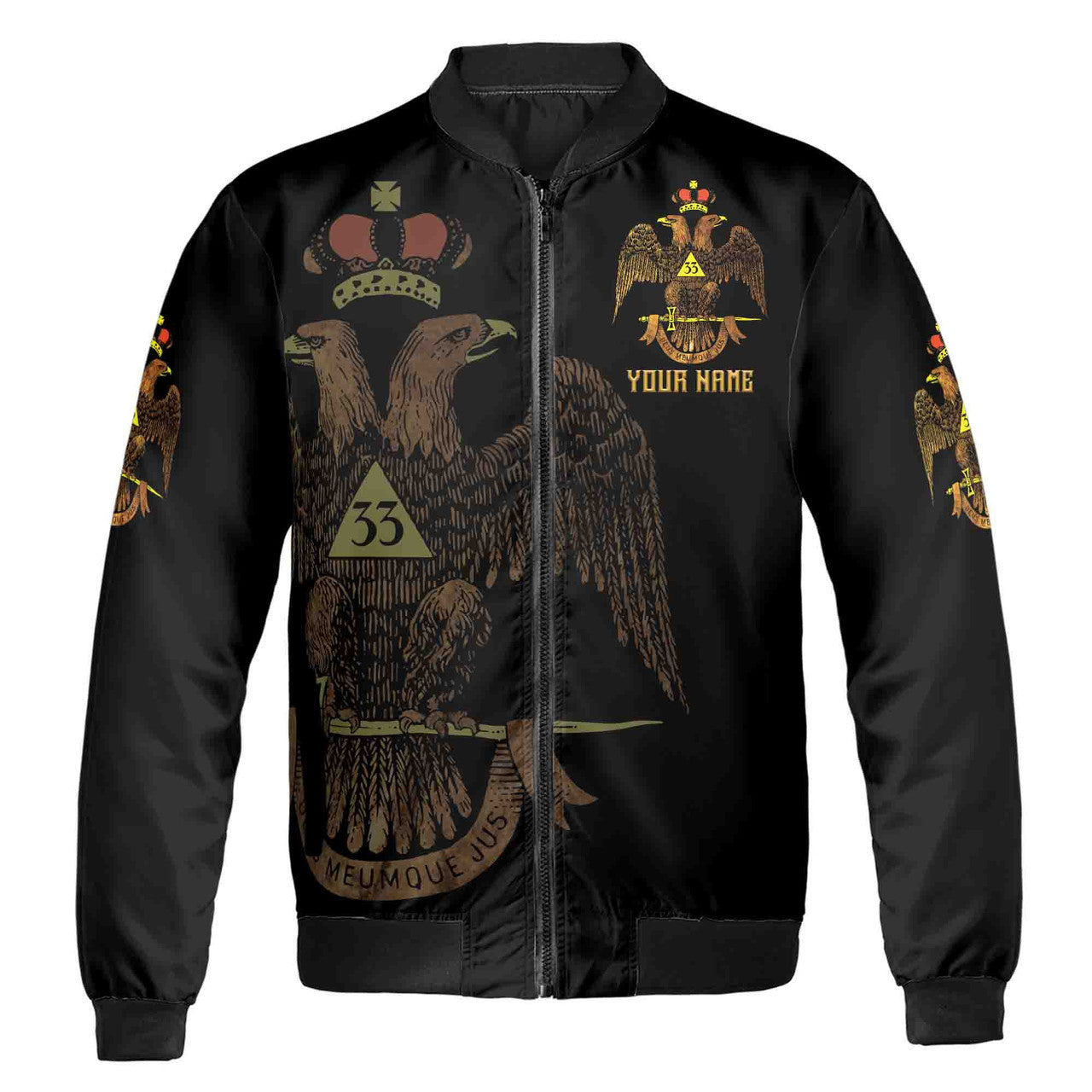 Custom Scottish Rite 33 Degree Emblem Design Masonic Unisex Bomber Jacket S-5XL - FUKAMASONIC