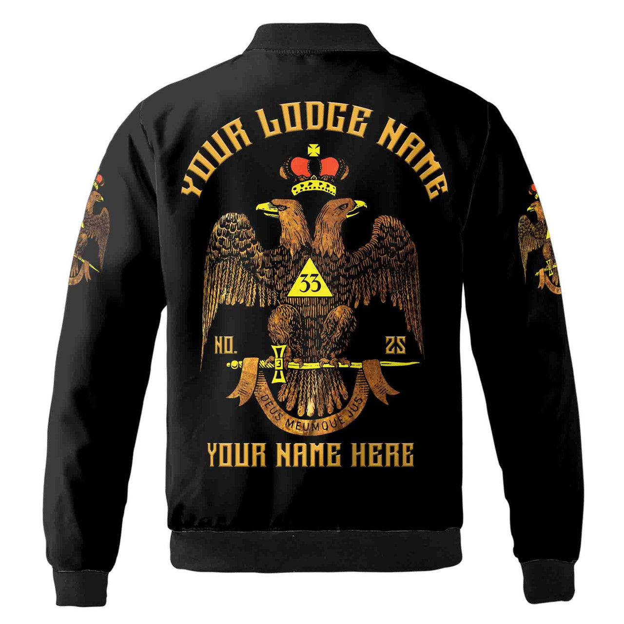 Custom Scottish Rite 33 Degree Emblem Design Masonic Unisex Bomber Jacket S-5XL - FUKAMASONIC