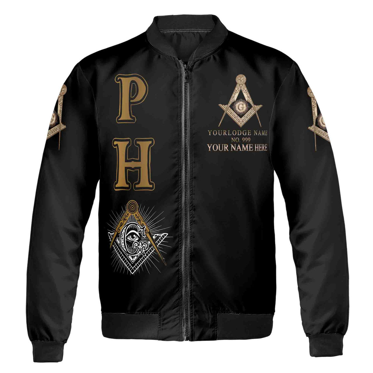 Customized Lodge Name, Name and Number PHA Bomber Jacket S-5XL - FUKAMASONIC