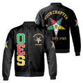 Custom Name Order of the Eastern Star OES Pentagon Up PHA Unisex Bomber Jacket S-5XL - FUKAMASONIC