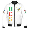 Custom Name Order of the Eastern Star OES Pentagon Up PHA Unisex Bomber Jacket S-5XL - FUKAMASONIC