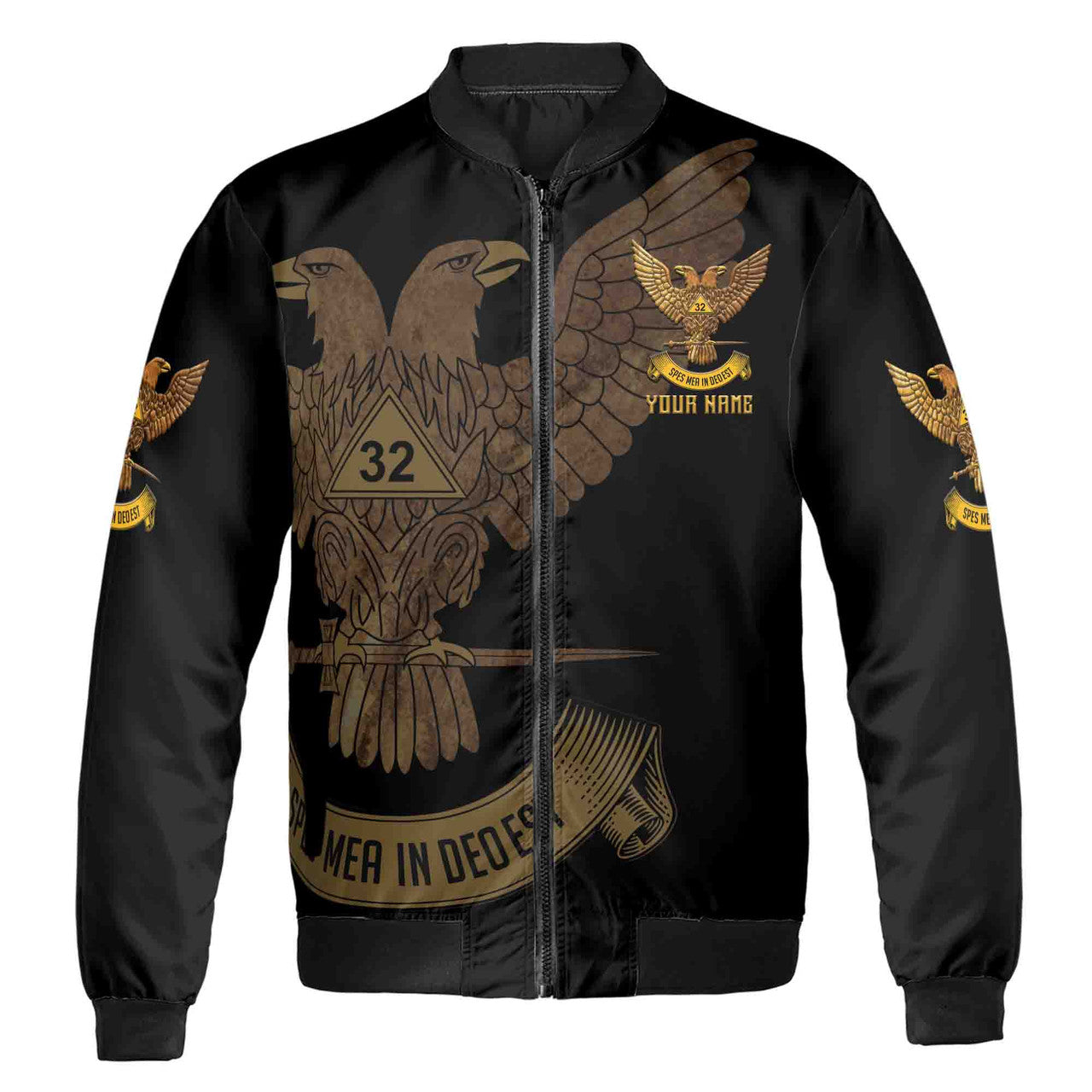 Custom Scottish Rite 32 Degree Eagle Wings Up Masonic Unisex Bomber Jacket S-5XL - FUKAMASONIC