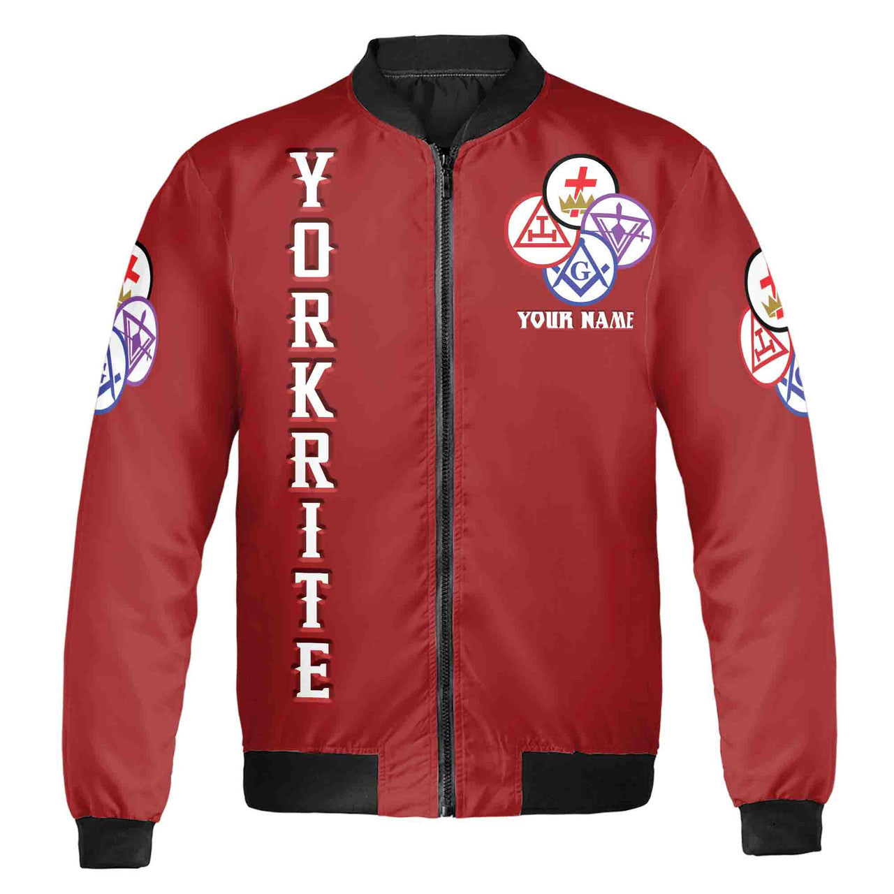 Customize Name Lodge Name Freemasonary York Rite Masonic Freemason Unisex Bomber Jacket S-5XL - FUKAMASONIC