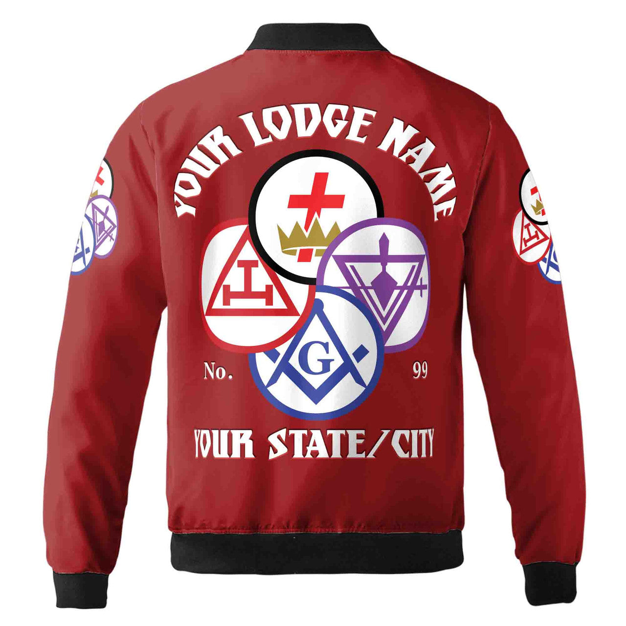 Customize Name Lodge Name Freemasonary York Rite Masonic Freemason Unisex Bomber Jacket S-5XL - FUKAMASONIC
