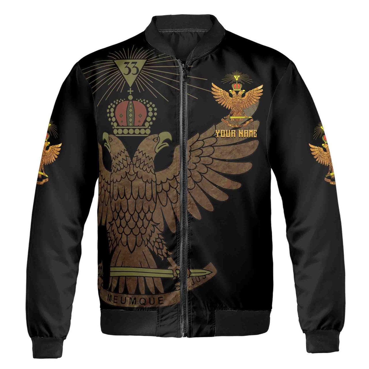 Custom Scottish Rite 33 Degree Eagle Wings Up Masonic Unisex Bomber Jacket S-5XL - FUKAMASONIC