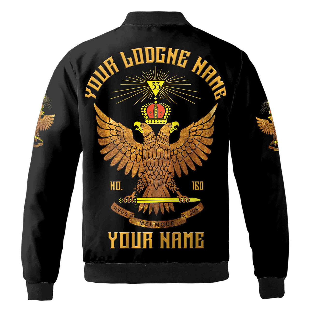 Custom Scottish Rite 33 Degree Eagle Wings Up Masonic Unisex Bomber Jacket S-5XL - FUKAMASONIC