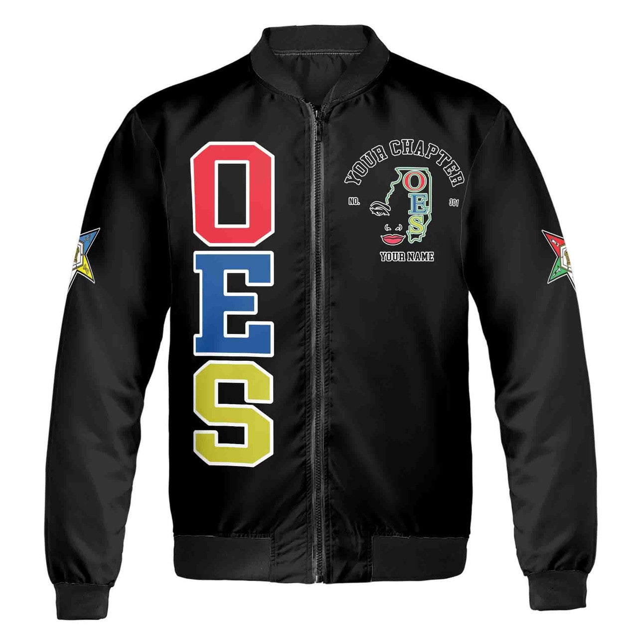 Custom Name Chapter Map Order Of The Eastern Star OES Mason Unisex Bomber Jacket S-5XL - FUKAMASONIC
