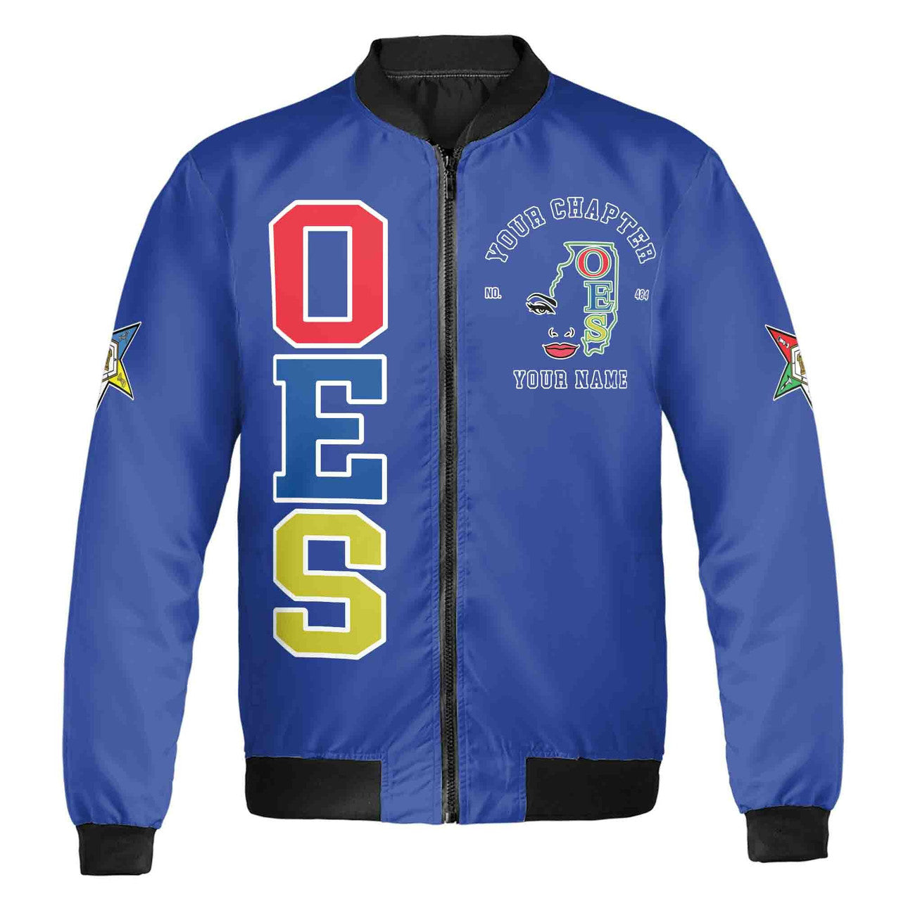 Custom Name Chapter Map Order Of The Eastern Star OES Mason Unisex Bomber Jacket S-5XL - FUKAMASONIC