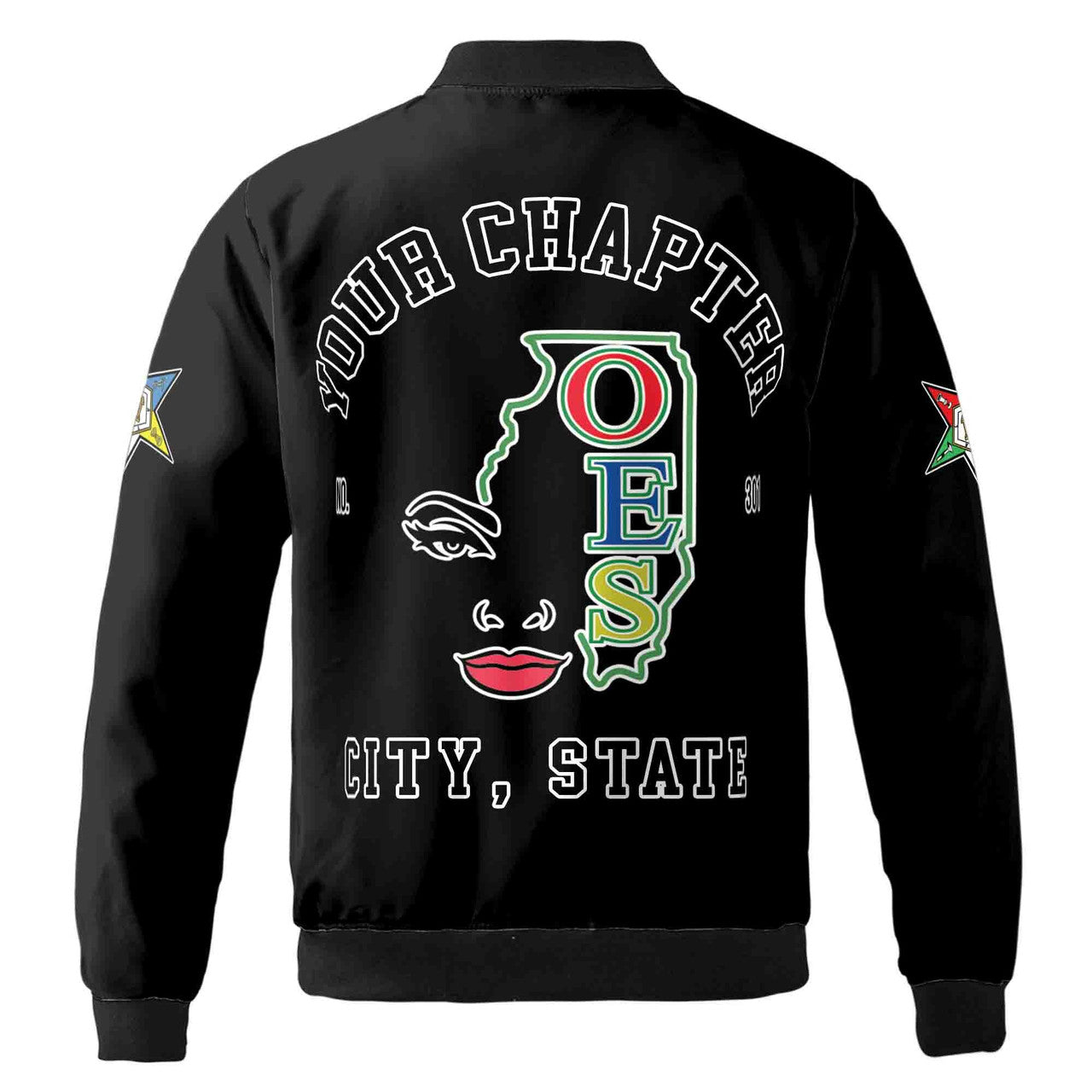 Custom Name Chapter Map Order Of The Eastern Star OES Mason Unisex Bomber Jacket S-5XL - FUKAMASONIC