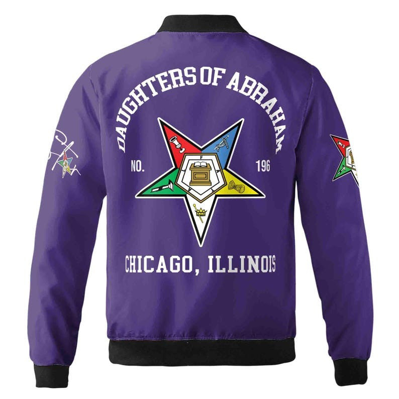 Custom Name Chapter Name Order of the Eastern Star Sistar OES AF&AM Unisex Bomber Jacket S-5XL - FUKAMASONIC