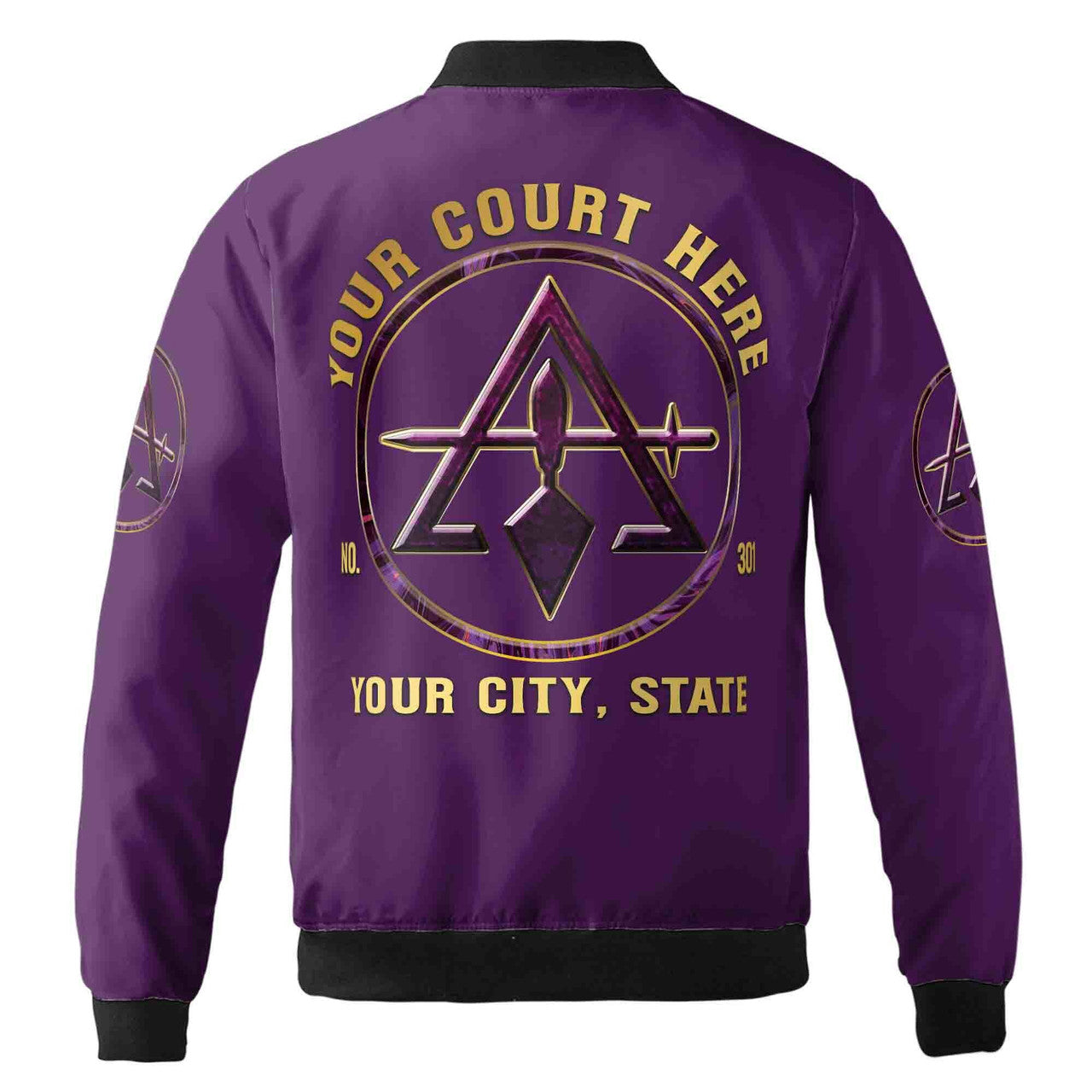 Custom Name Court York Rite Purple Unisex Bomber Jacket S-5XL - FUKAMASONIC