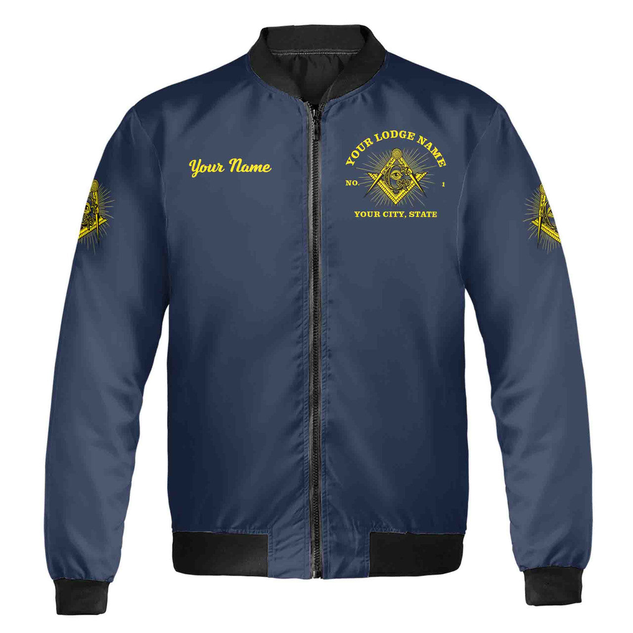 Custom Name Lodge Name Fremasonry Masonic PHA Unisex Bomber Jacket S-5XL - FUKAMASONIC