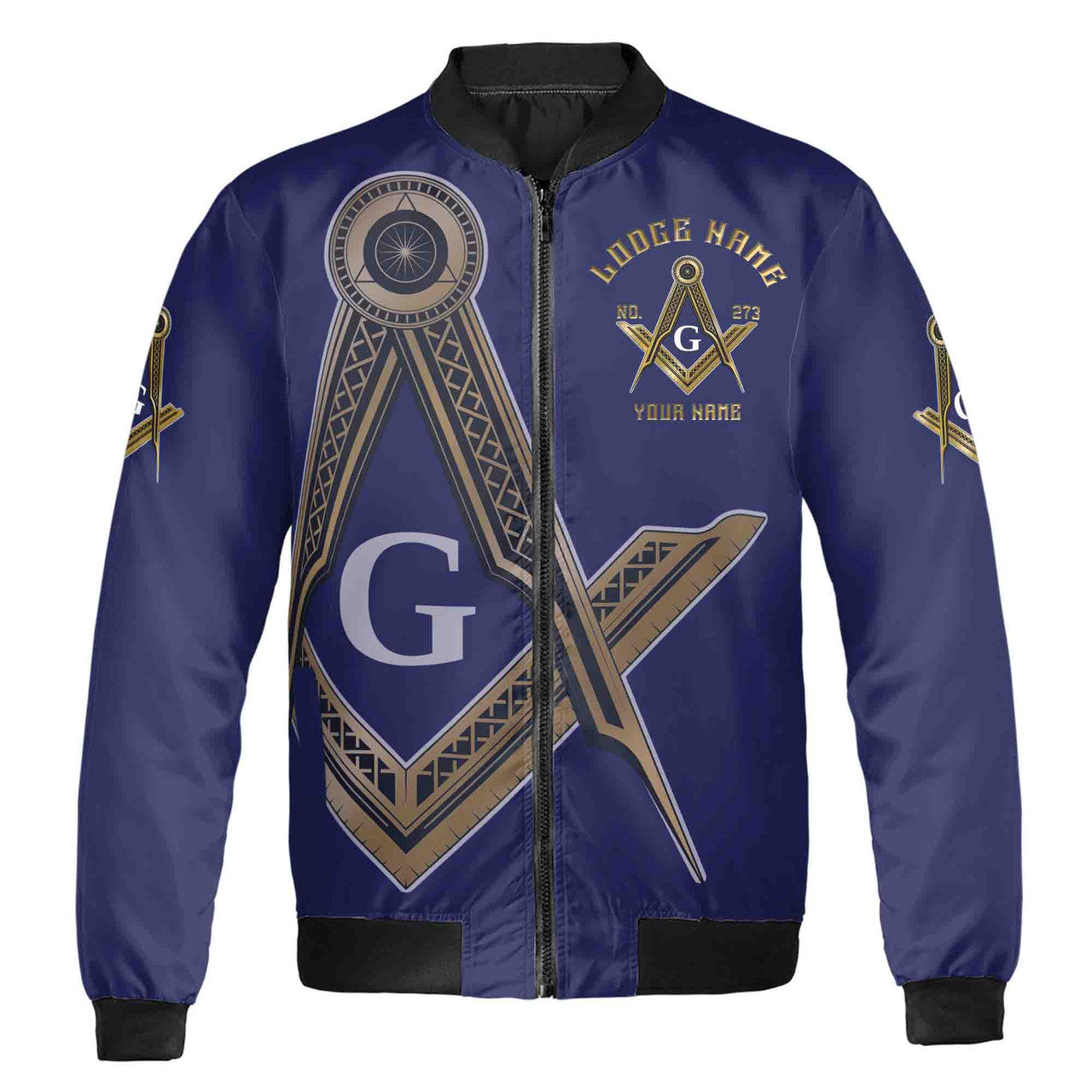 Custom Name Lodge Name Fremasonry We Meet Upon The Level Masonic Bomber Jacket - FUKAMASONIC