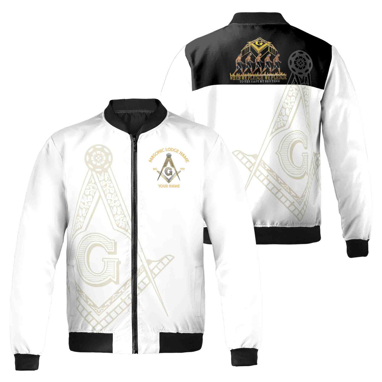 Customize Lodge Name, Name and Number PHA Freemasonry Masonic Bomber Jacket - FUKAMASONIC
