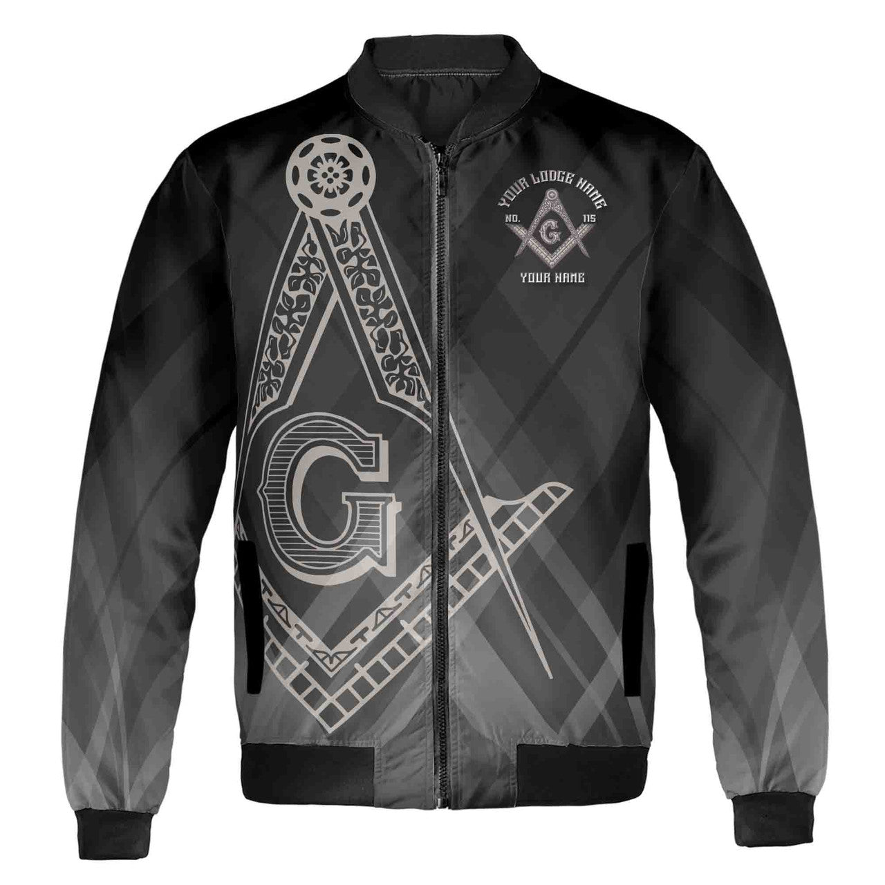 Customize Name Lodge Name Masonic Freemasonry Emblem Mason Unisex Bomber Jacket - FUKAMASONIC