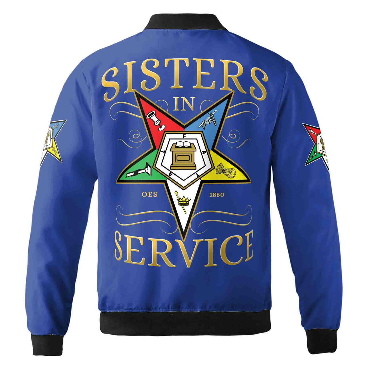 Custom Name Chapter Name OES Order Of The Eastern Star Sisters In Service Bomber Jacket - FUKAMASONIC