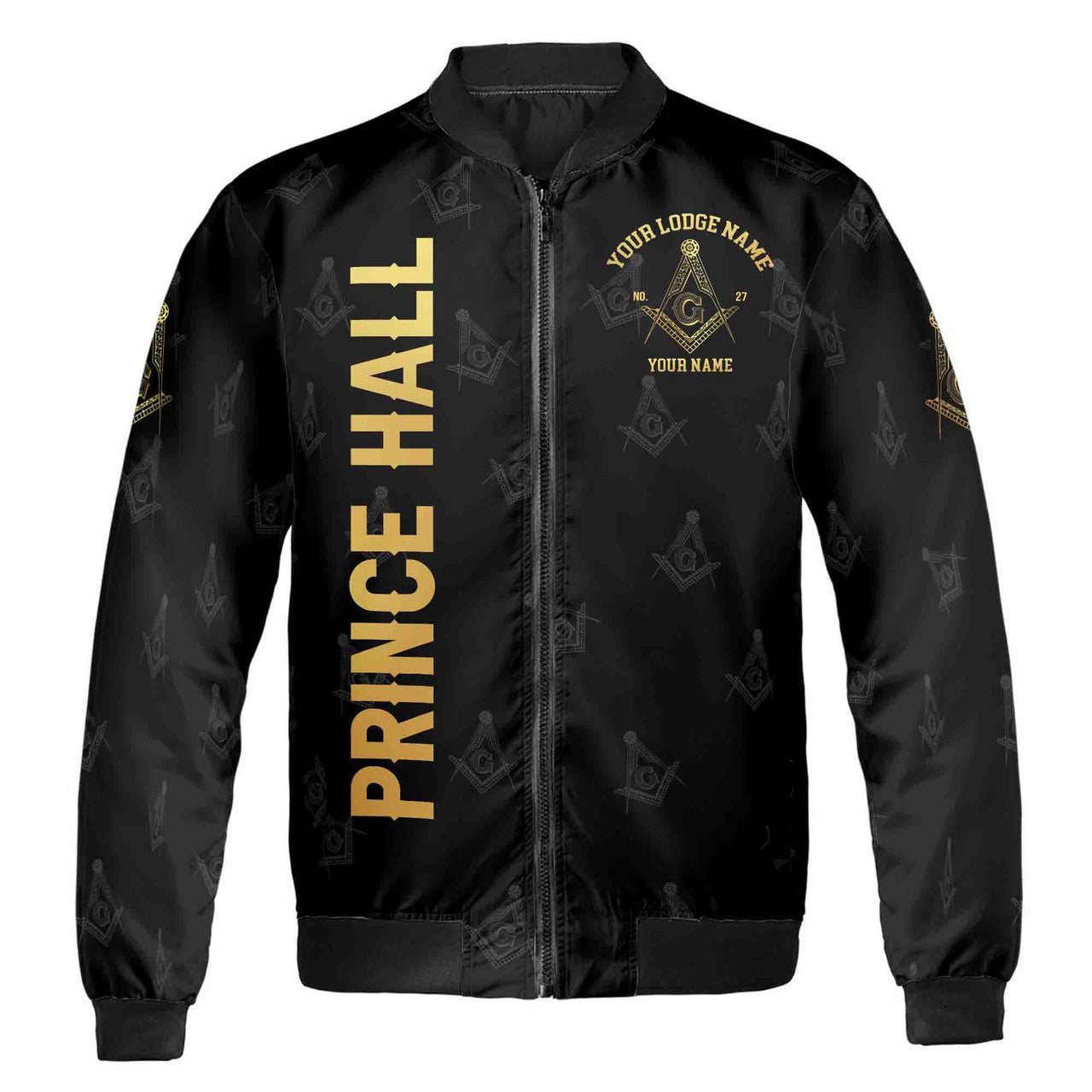 Customize Name Lodge Name Prince Hall PHA Freemasonry Masonic Unisex Bomber Jacket - FUKAMASONIC
