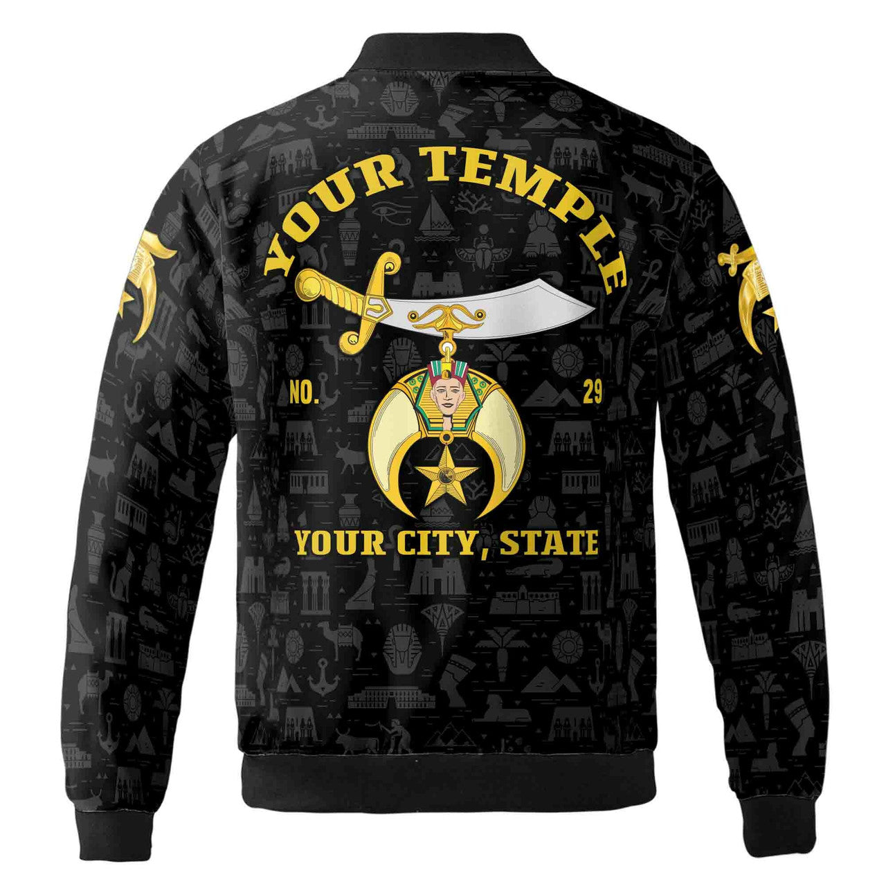 Custom Name Temple Shriners Noble Ancient Freemason Unisex Bomber Jacket S-5XL - FUKAMASONIC