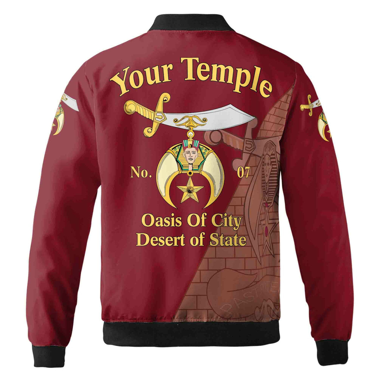 Customize Name Temple Shriners Noble Ancient Freemason Unisex Bomber Jacket S-5XL - FUKAMASONIC