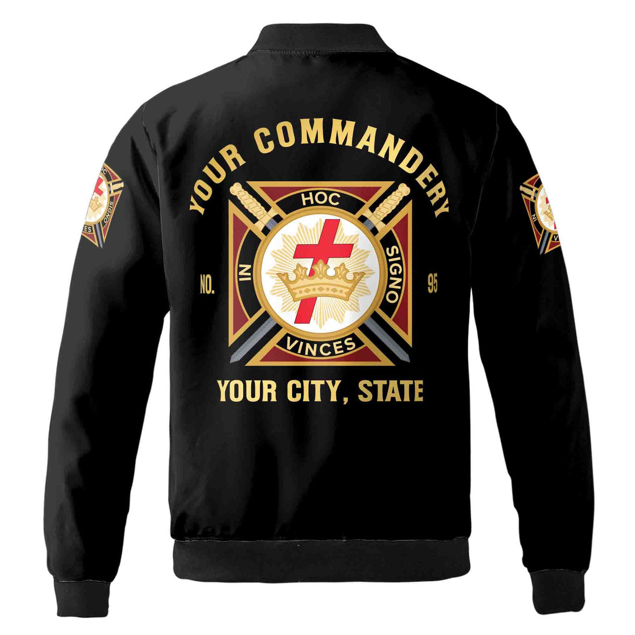Customize Name Masonic Knights Templar Commandery Freemasonry Bomber Jacket S-5XL - FUKAMASONIC